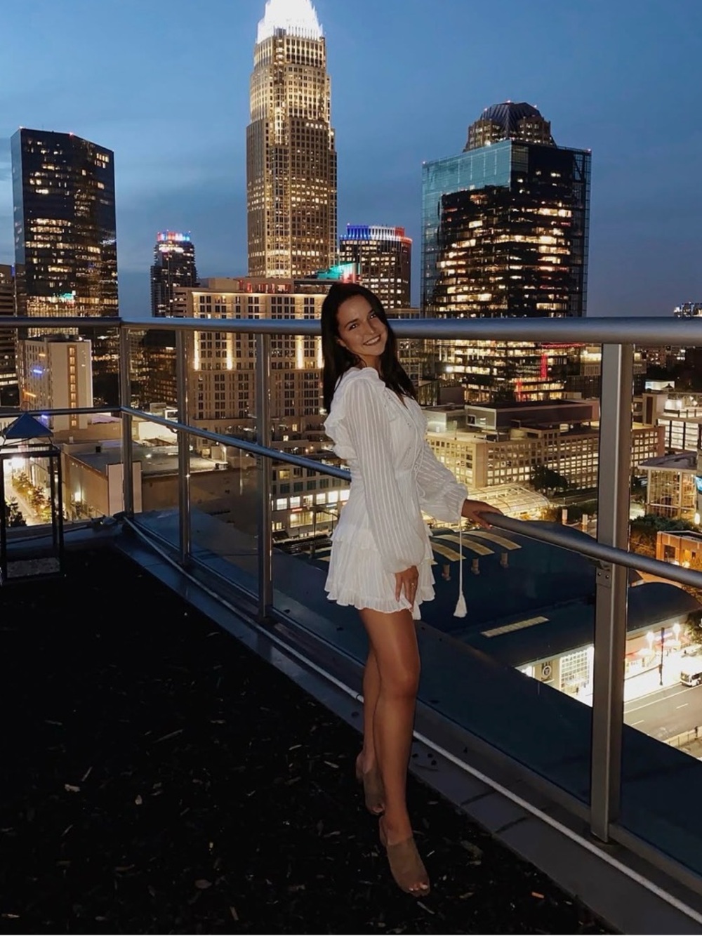 White Long Sleeve Ruffle Mini Dress